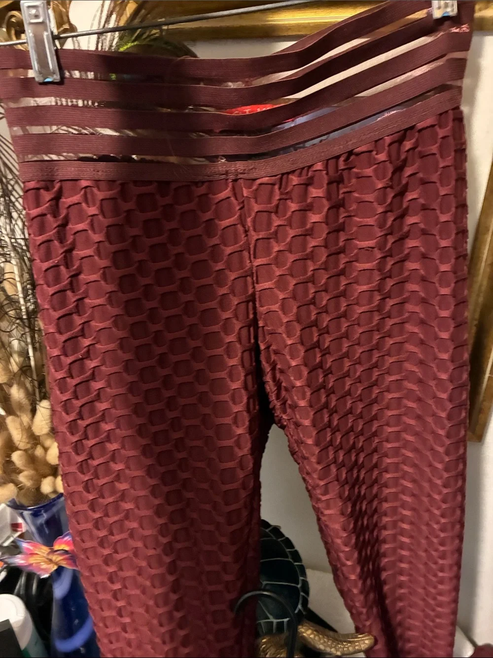 Hot Kiss Burgundy Textured Long-Sleeve leggings outfit - Picture 3 of 5